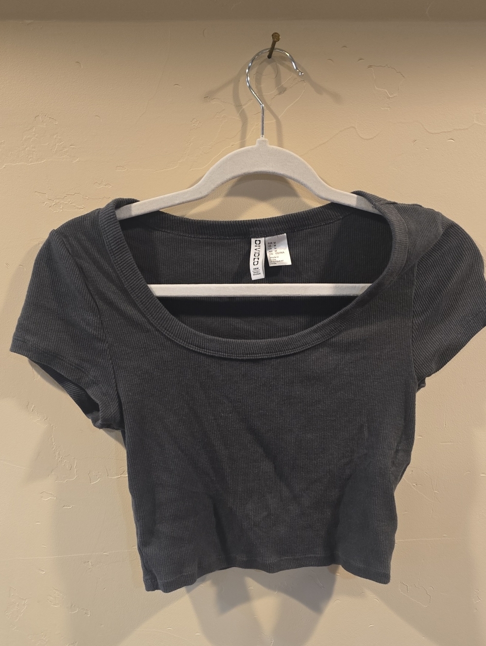 2- H & M Charcoal Ribbed Scoop Crop Tops
